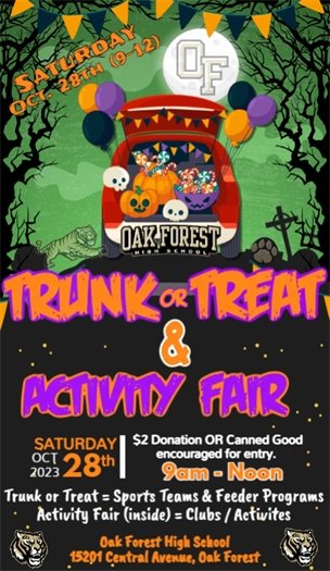 Oak Forest High School Trunk or Treat event 
