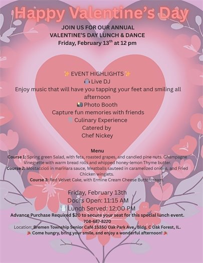 Bremen Township Senior Valentine's Lunch and Dance