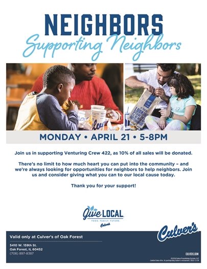 Venturing Crew Night at Culvers