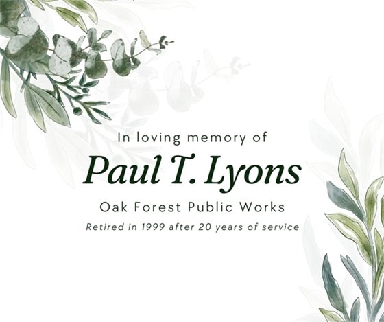 In loving memory of Paul T. Lyons