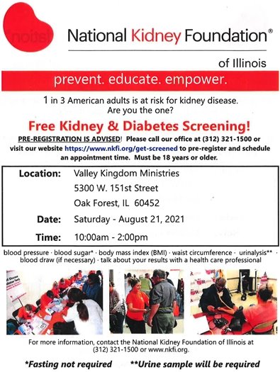 Valley Kingdom Ministries Diabetes Screening