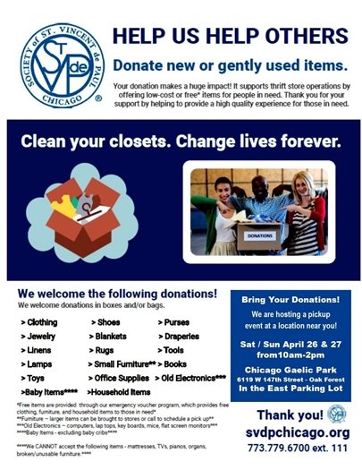 Donate gently used clothes, items at Gaelic Park this weekend