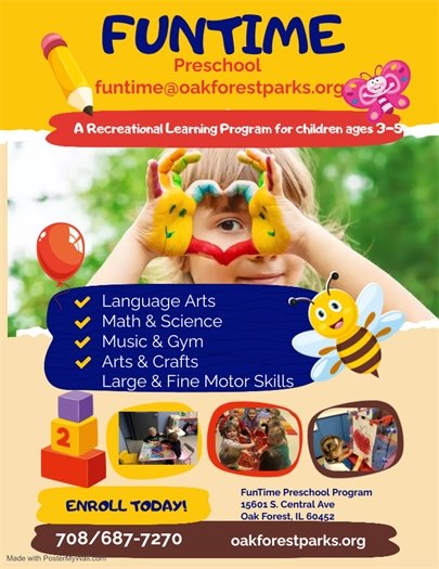 Oak Forest Park District FunTime Pre-school enroll today