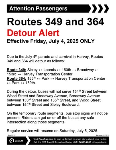 Pace Route 364 Detour