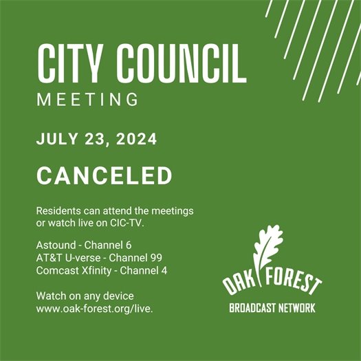 July 23 City Council Meeting Canceled