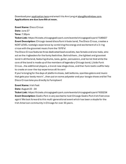 Chicago Gaelic Park Events