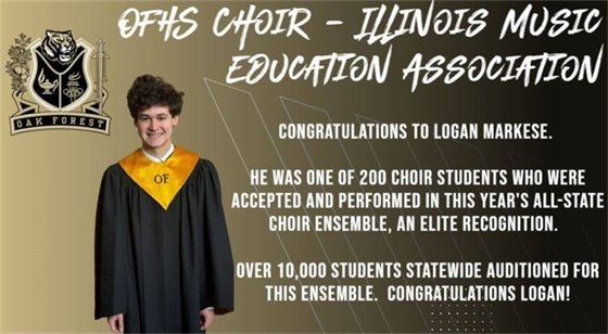 OFHS Choir Student Markese sings in state competition