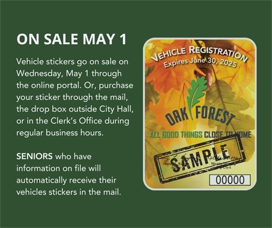 Vehicle Stickers go on sale May 1