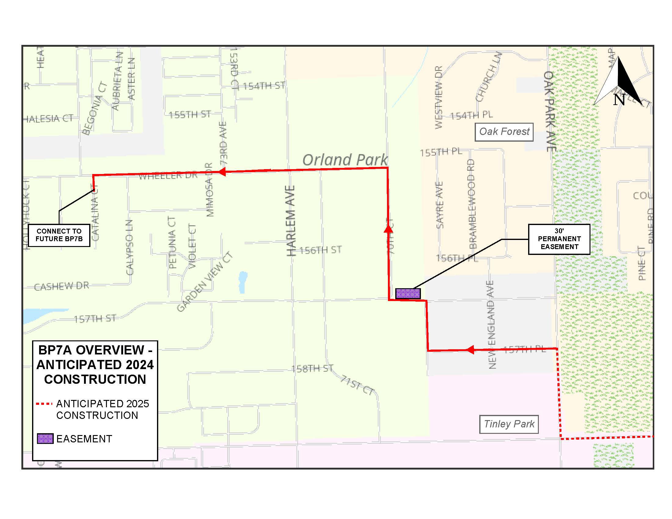 Oak Lawn Water System Improvements Map