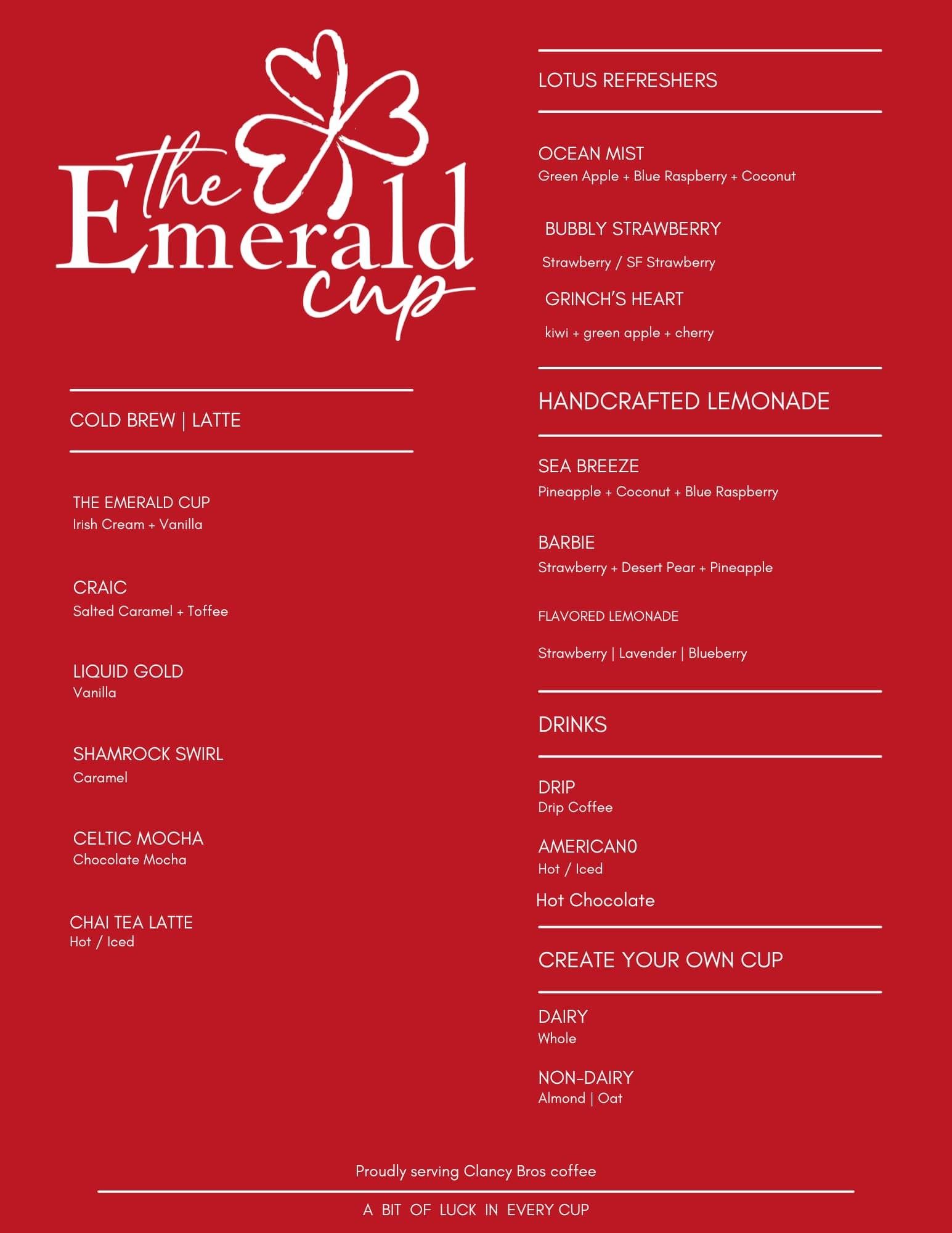 Emerald Cup Menu 1